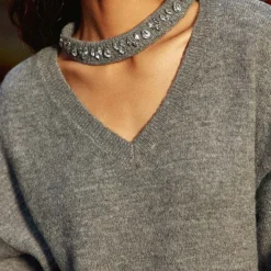 Pull en maille MORA gris chine
