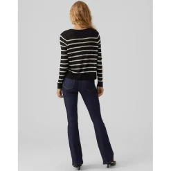 Pull en maille Rayures Col rond Manches longues noir Isla