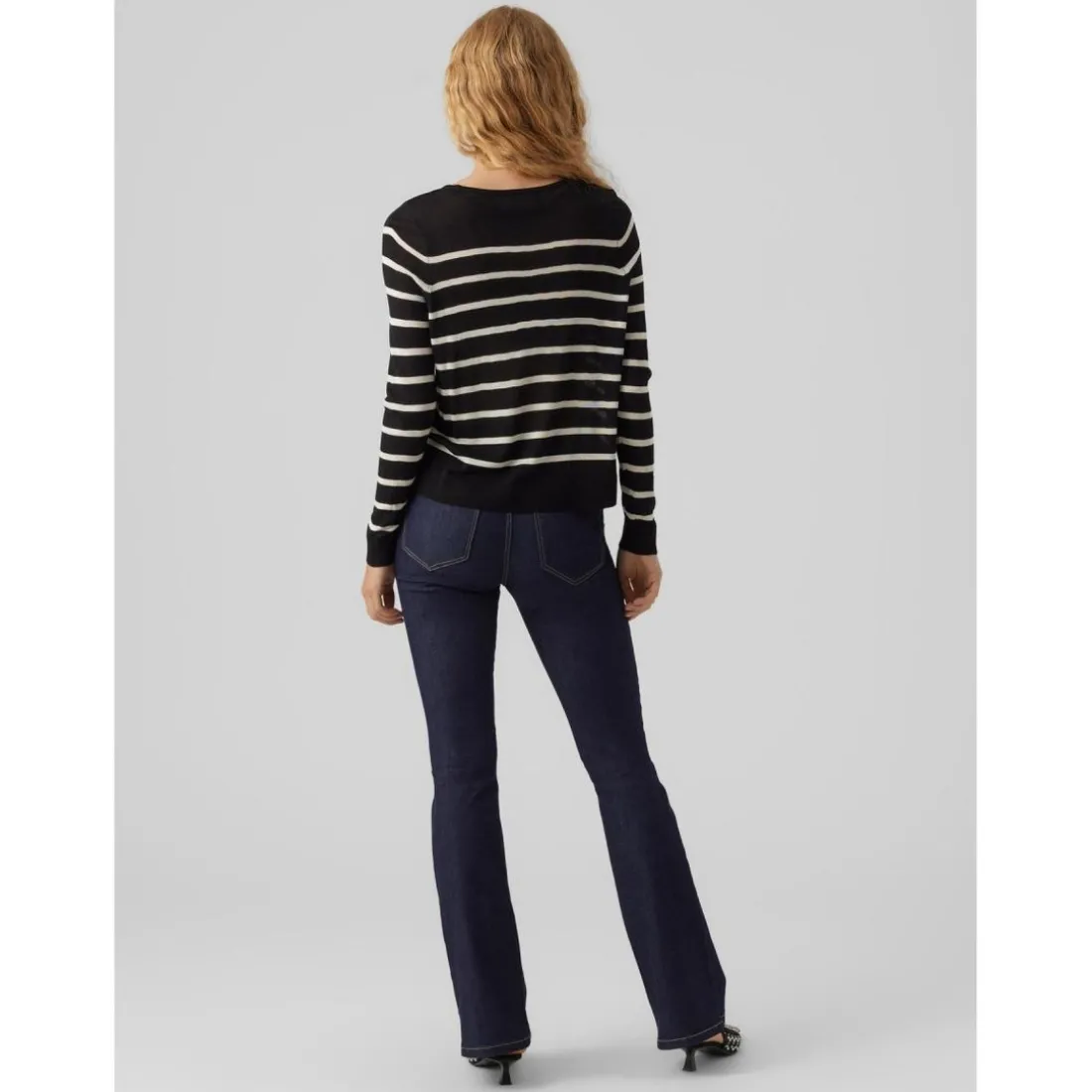 Pull en maille Rayures Col rond Manches longues noir Isla