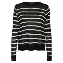Pull en maille Rayures Col rond Manches longues noir Isla