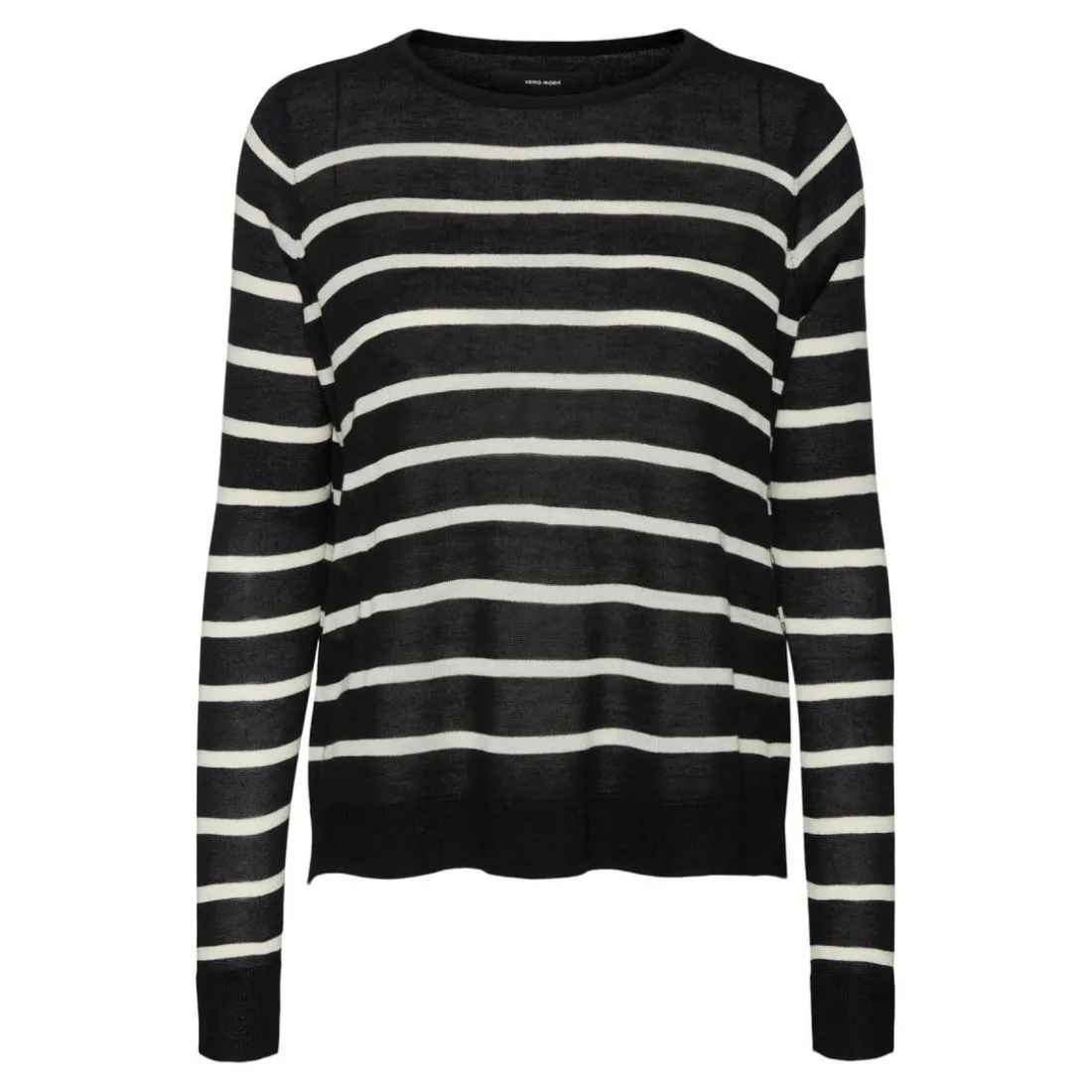 Pull en maille Rayures Col rond Manches longues noir Isla