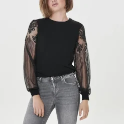 Pull en maille Viktoria noir en viscose Rose