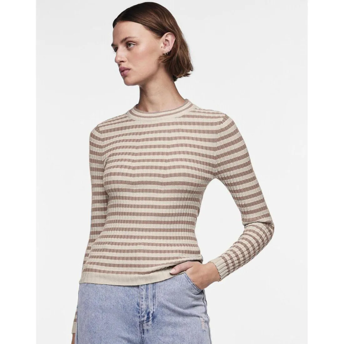 Pull en maille viscose Crista à rayures marron Vivi