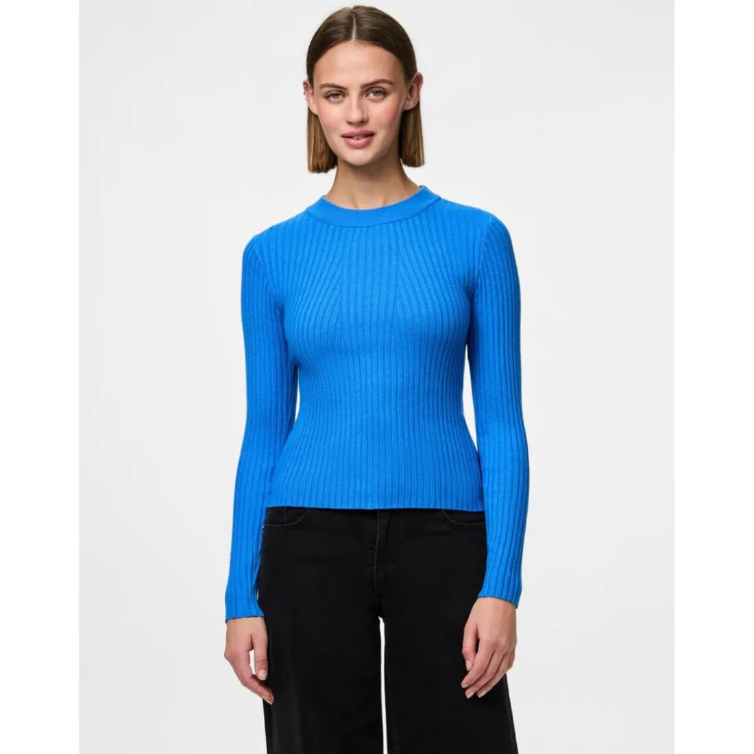 Pull en maille viscose Crista bleu clair Tia