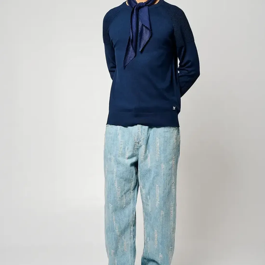 Pull en viscose LAYER bleu marine