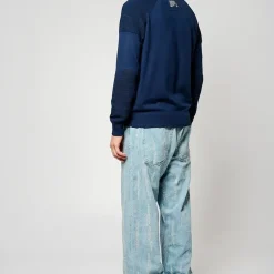 Pull en viscose LAYER bleu marine