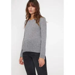 Pull femme col rond ZARA en cachemire gris fonce