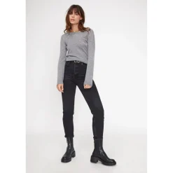 Pull femme col rond ZARA en cachemire gris fonce