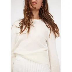 Pull femme col rond ZARA en cachemire ecru
