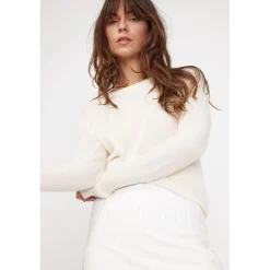 Pull femme col rond ZARA en cachemire ecru