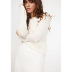 Pull femme col rond ZARA en cachemire ecru