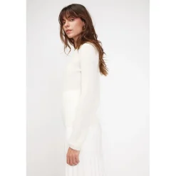 Pull femme col rond ZARA en cachemire ecru