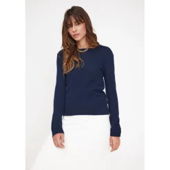 Pull femme col rond ZARA en cachemire bleu marine