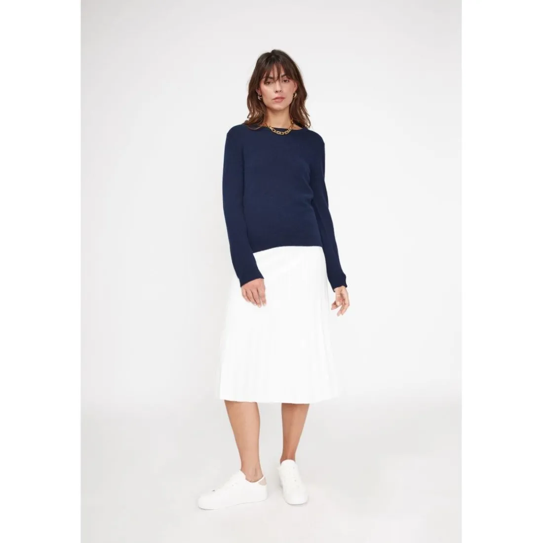 Pull femme col rond ZARA en cachemire bleu marine