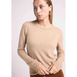 Pull femme col rond ZARA en cachemire new beige creme