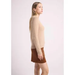 Pull femme col rond ZARA en cachemire new beige creme