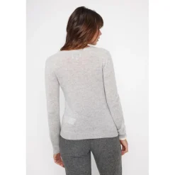 Pull femme col rond ZARA en cachemire gris perle