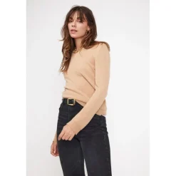 Pull femme col rond ZARA en cachemire beige
