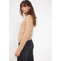 Pull femme col rond ZARA en cachemire beige