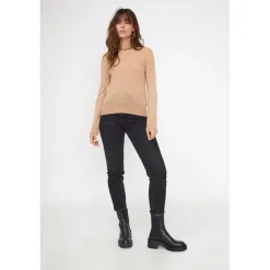 Pull femme col rond ZARA en cachemire beige