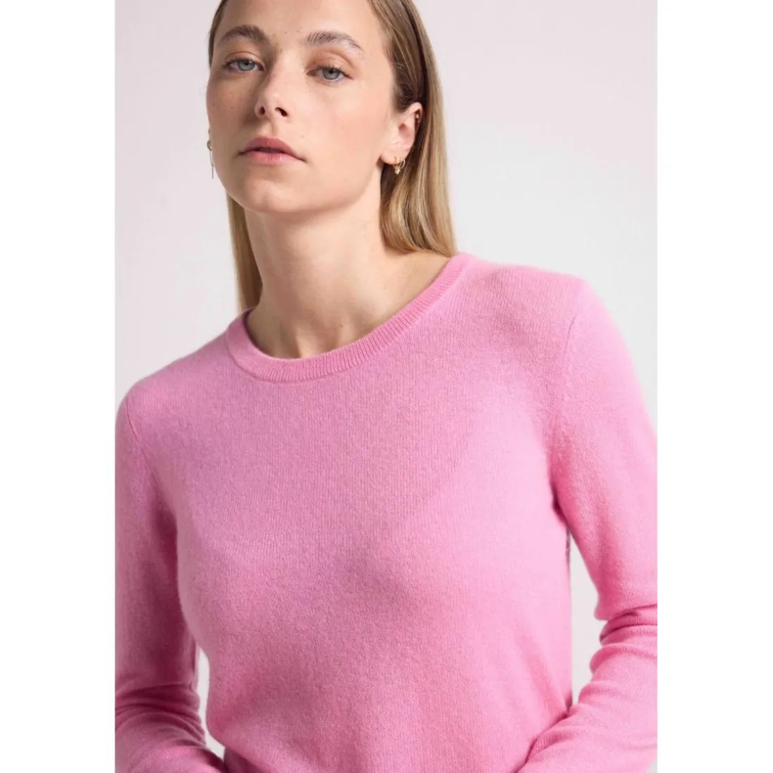 Pull femme col rond ZARA en cachemire rose