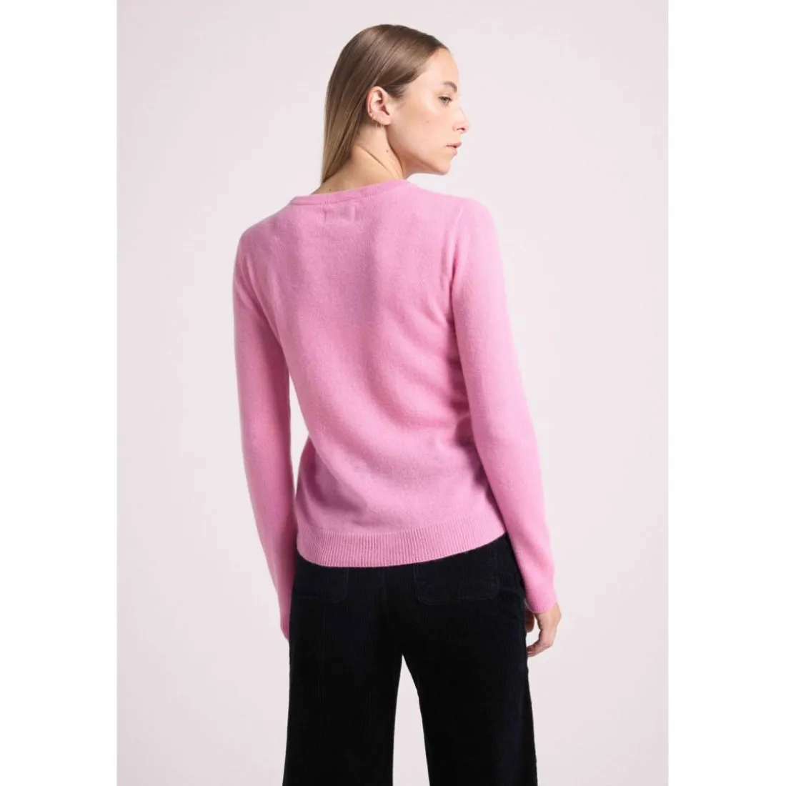 Pull femme col rond ZARA en cachemire rose