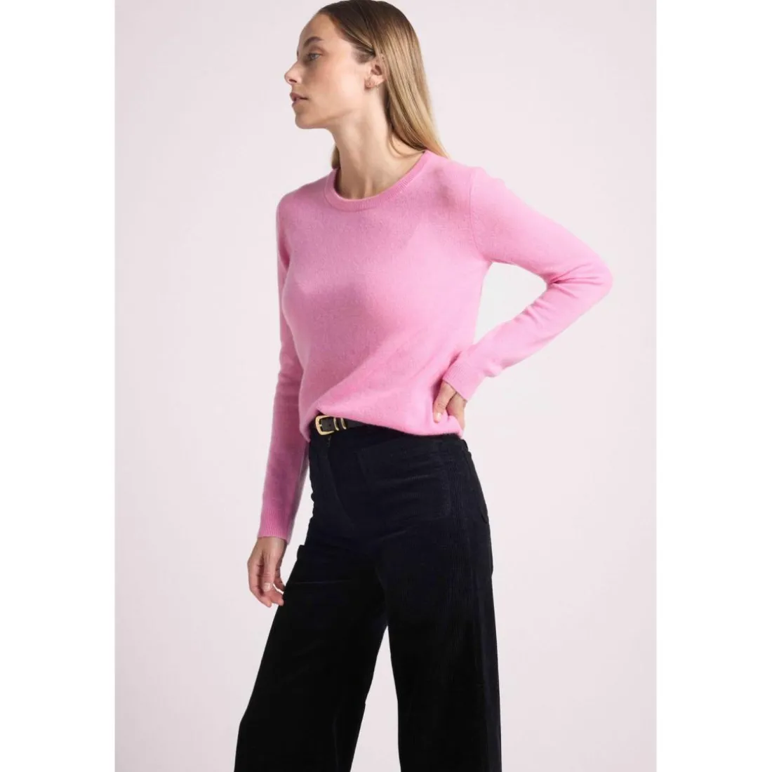 Pull femme col rond ZARA en cachemire rose