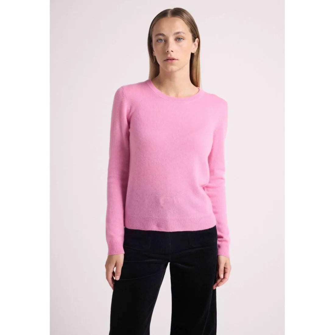 Pull femme col rond ZARA en cachemire rose
