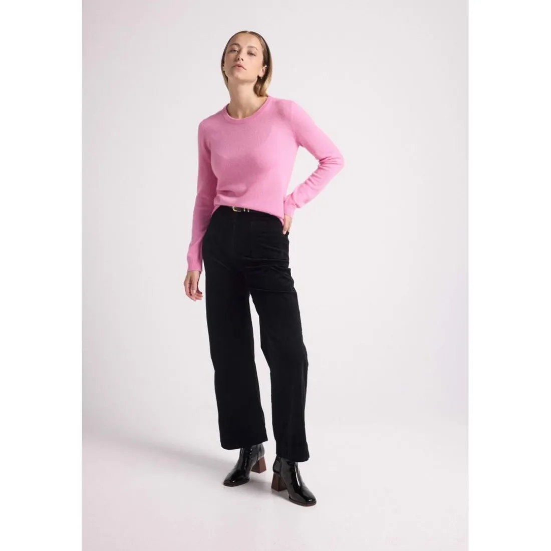 Pull femme col rond ZARA en cachemire rose