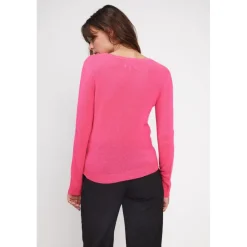 Pull femme col rond ZARA en cachemire rose fluo