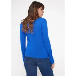 Pull femme col rond ZARA en cachemire bleu flashy