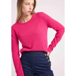 Pull femme col rond ZARA en cachemire fuchsia