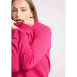 Pull femme col rond ZARA en cachemire fuchsia