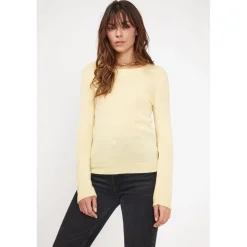 Pull femme col rond ZARA en cachemire jaune