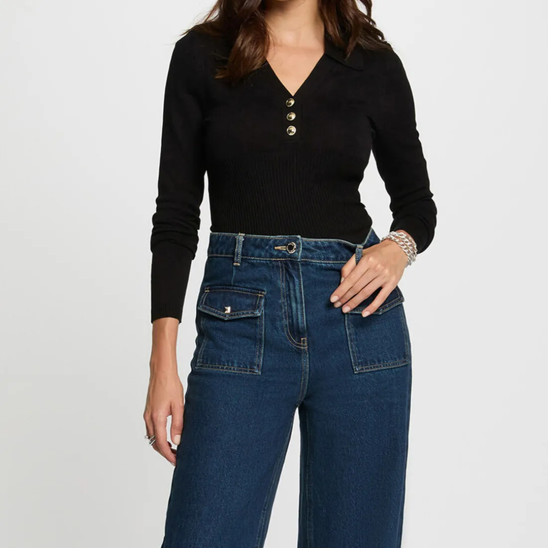 Pull femme noir en viscose