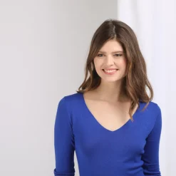 Pull fin col V James en viscose