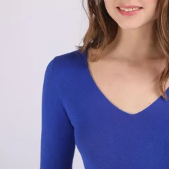 Pull fin col V James en viscose