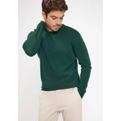 Pull homme col rond ZACH en cachemire vert sapin