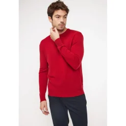Pull homme col rond ZACH en cachemire rouge
