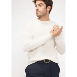 Pull homme col rond ZACH en cachemire ecru