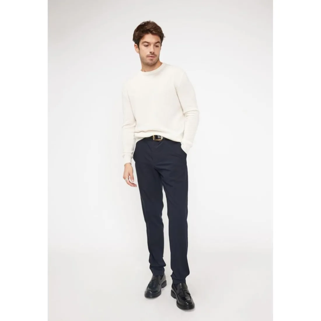 Pull homme col rond ZACH en cachemire ecru