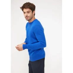 Pull homme col rond ZACH en cachemire bleu flashy