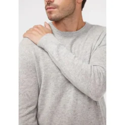Pull homme col rond ZACH en cachemire gris perle
