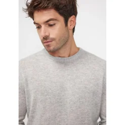 Pull homme col rond ZACH en cachemire gris perle