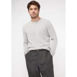 Pull homme col rond ZACH en cachemire gris perle