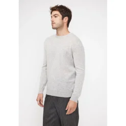 Pull homme col rond ZACH en cachemire gris perle