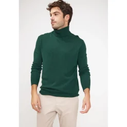 Pull homme col roule ZACHARY en cachemire vert sapin