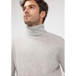 Pull homme col roule ZACHARY en cachemire gris perle