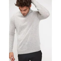 Pull homme col roule ZACHARY en cachemire gris perle