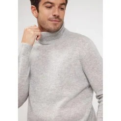 Pull homme col roule ZACHARY en cachemire gris perle